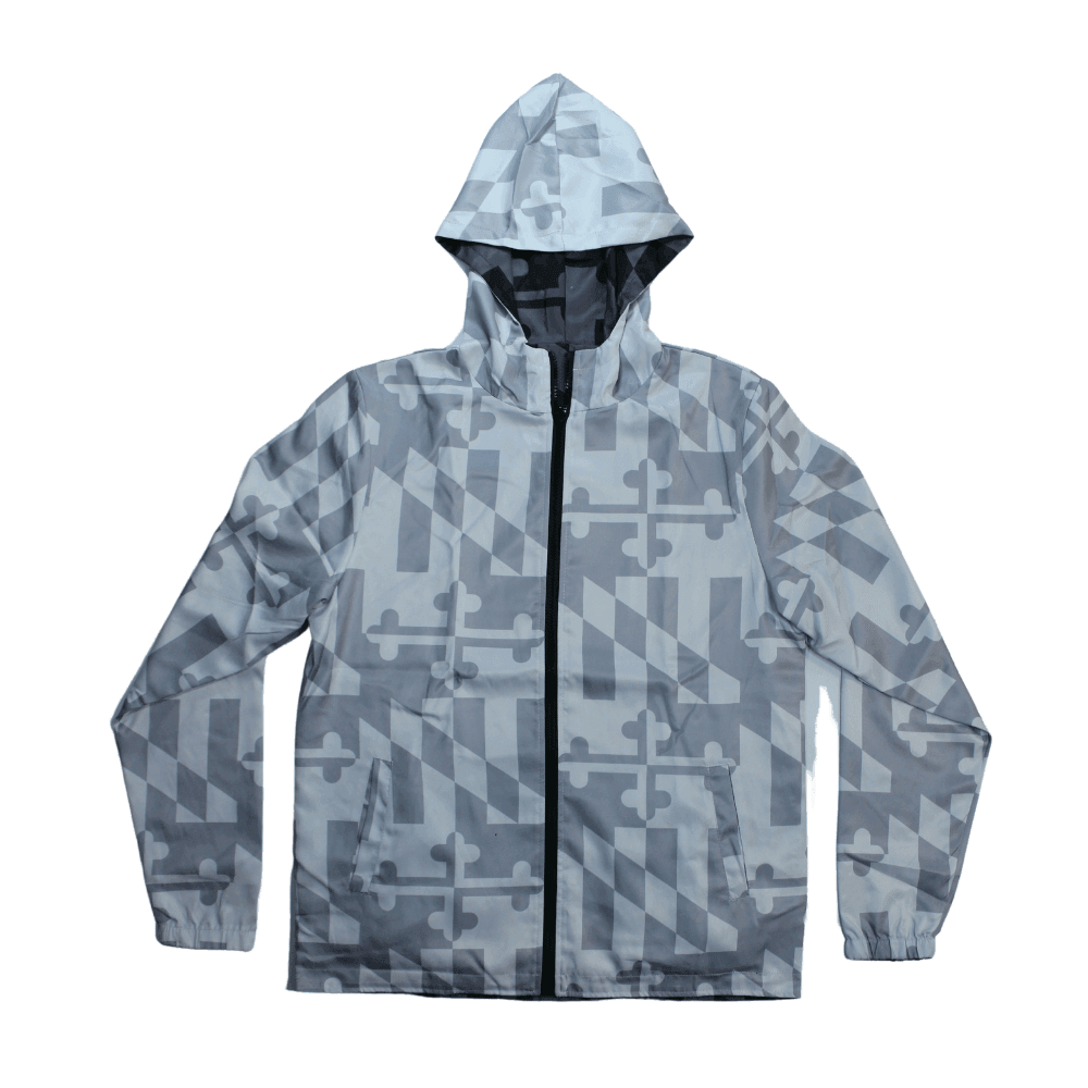 Maryland Flag Greyscale and Whitescale / Double Sided Windbreaker Jacket - Route One Apparel