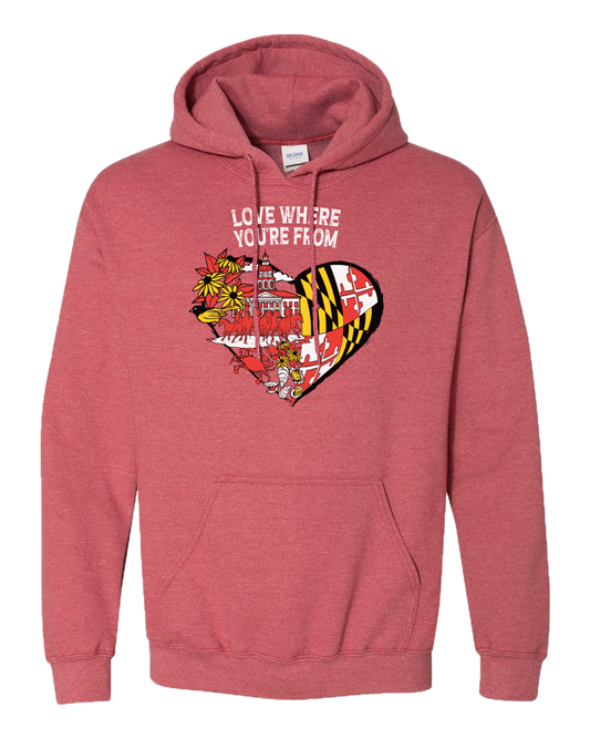 Love Where You're From (Heather Red) / Hoodie - Route One Apparel