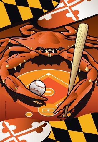 Orange Baseball Sports Crab / Garden Flag - Route One Apparel