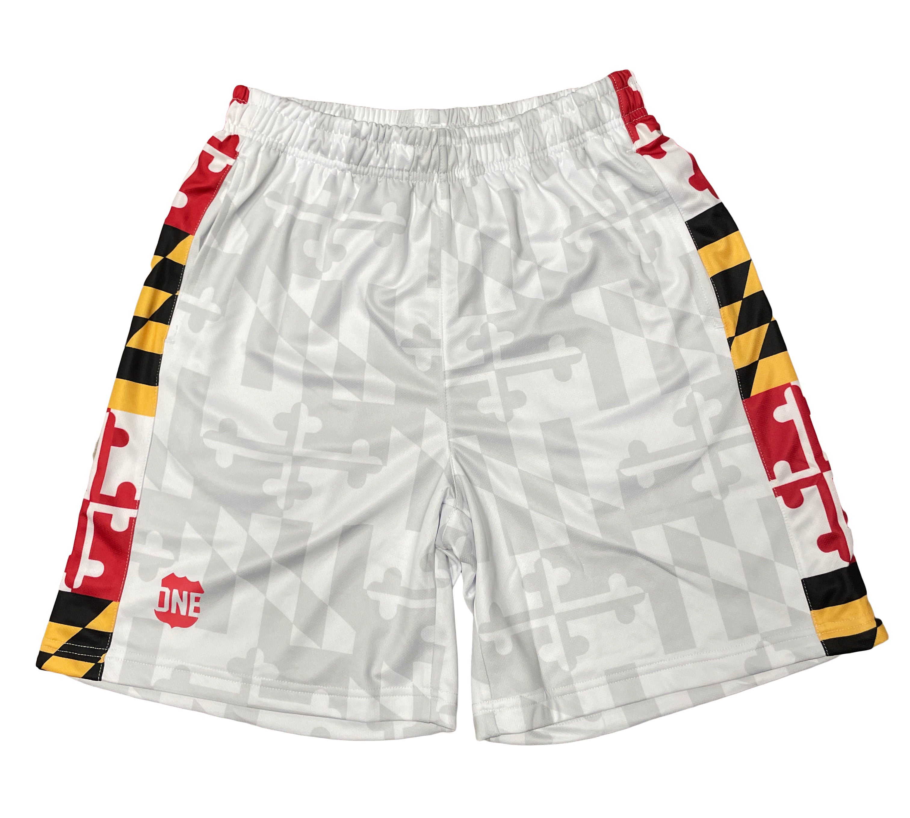 Whitescale & Maryland Flag Color Sides / Running Shorts (Men) - Route One Apparel