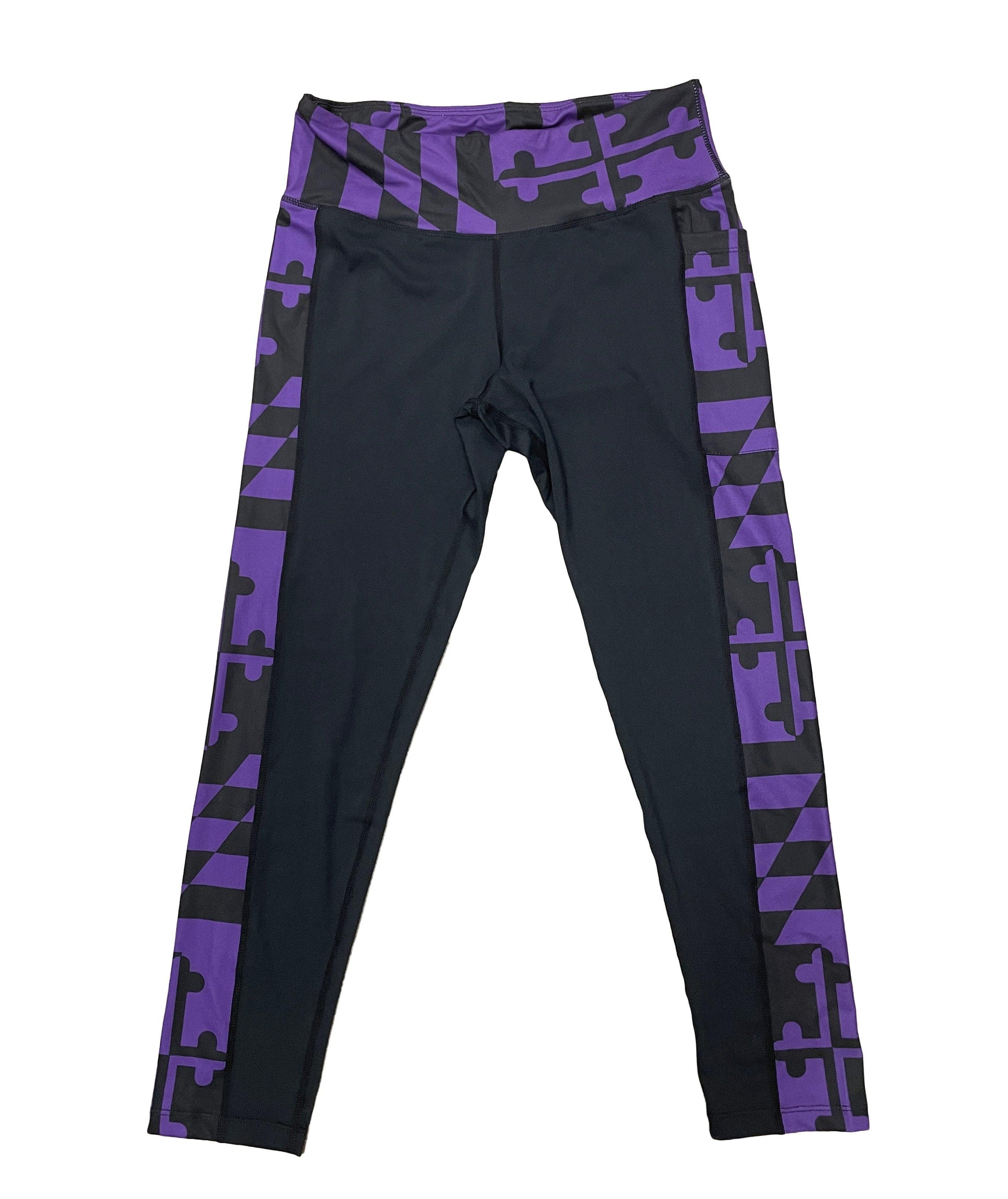 Purple & Black Maryland Flag / Yoga Leggings - Route One Apparel