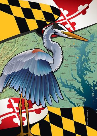 Maryland Blue Heron / Garden Flag - Route One Apparel