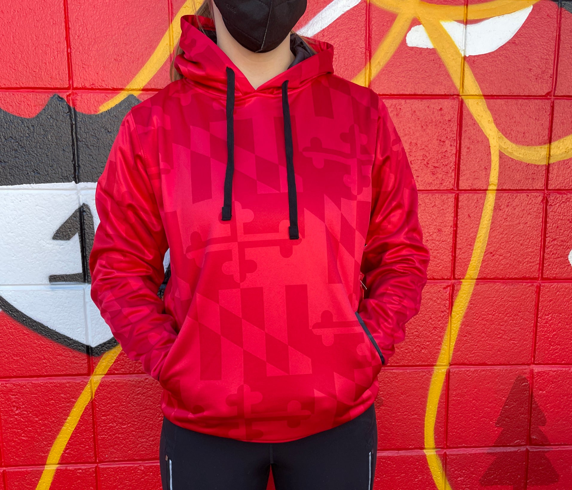 Maryland Flag (Red Monochrome) / Hoodie - Route One Apparel