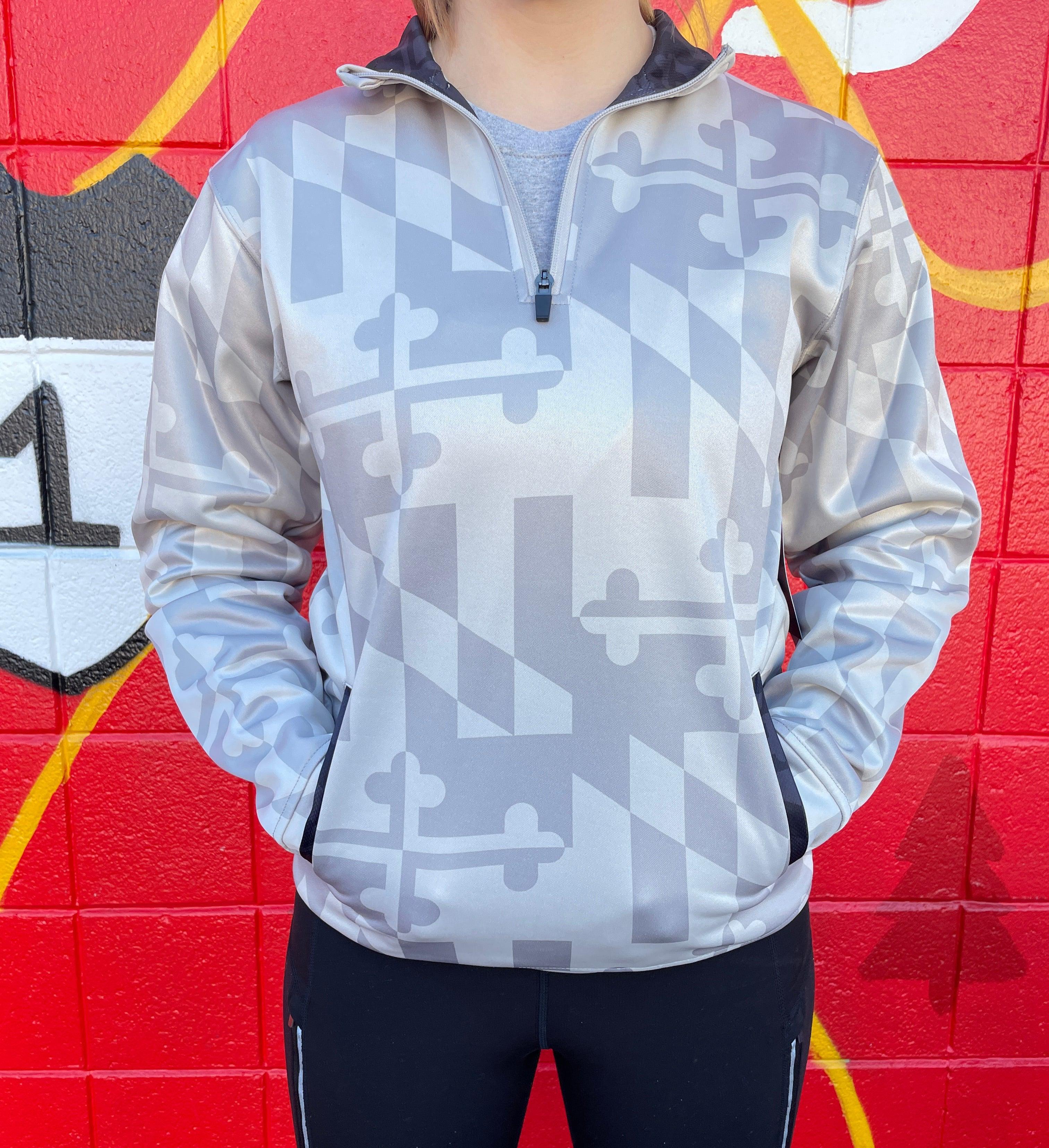 Maryland Flag (White Monochrome) / Pullover - Route One Apparel