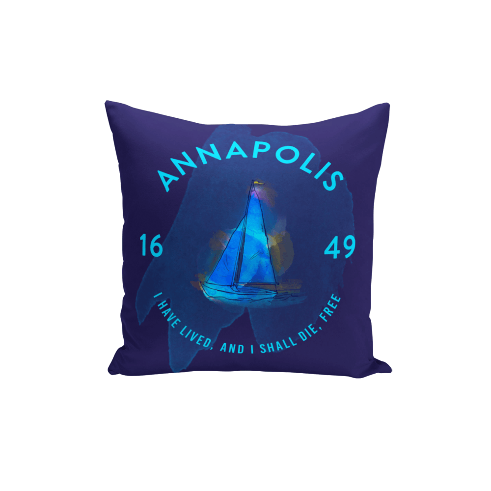 Annapolis Watercolor (Dark Blue) / Throw Pillow - Route One Apparel