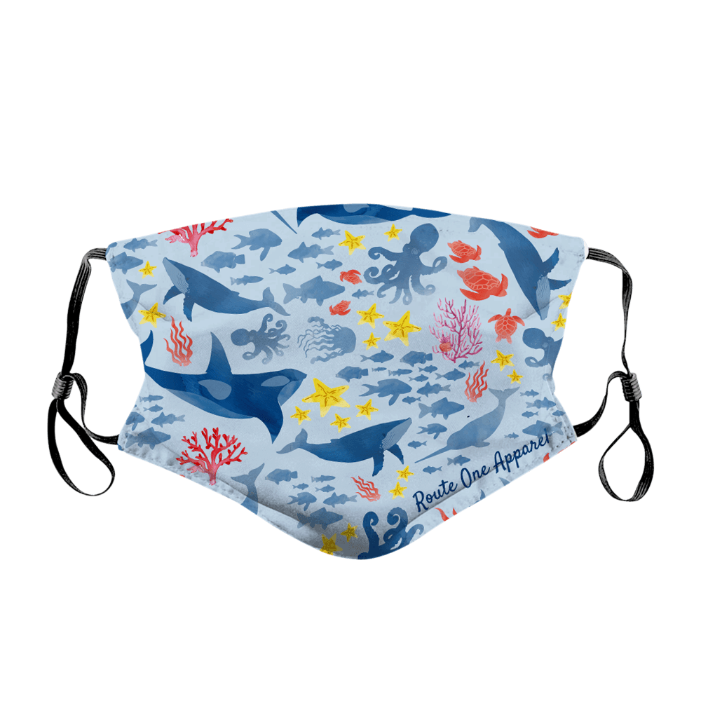 Atlantic Marine Life Pattern / Face Mask - Route One Apparel