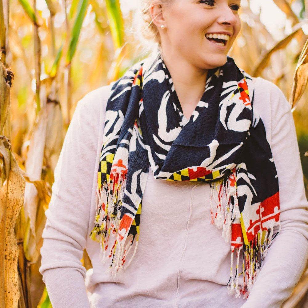 Maryland Crab Pattern (Black) / Scarf - Route One Apparel