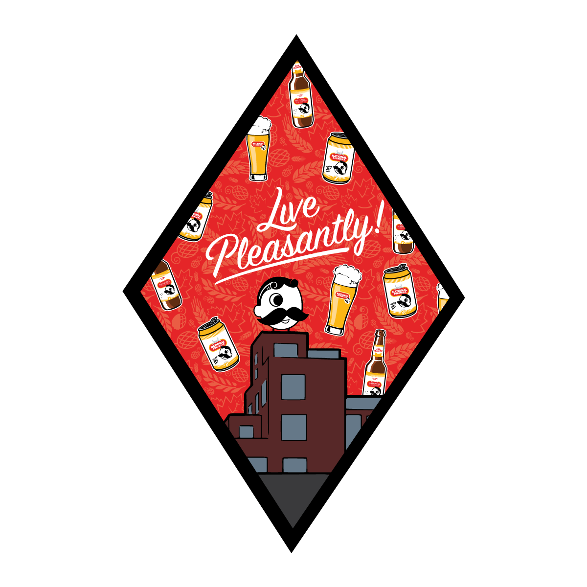 Natty Boh Live Pleasantly (Red) / Diamond Sticker - Route One Apparel