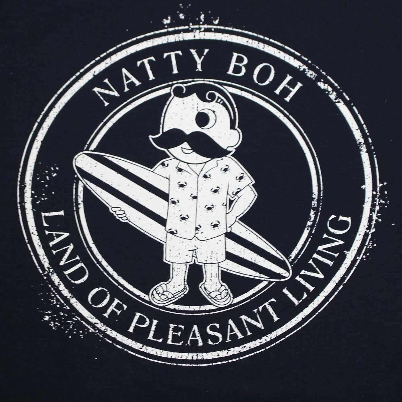 Natty Boh Surfer Dude Land of Pleasant Living (True Navy) / Crew Sweatshirt - Route One Apparel