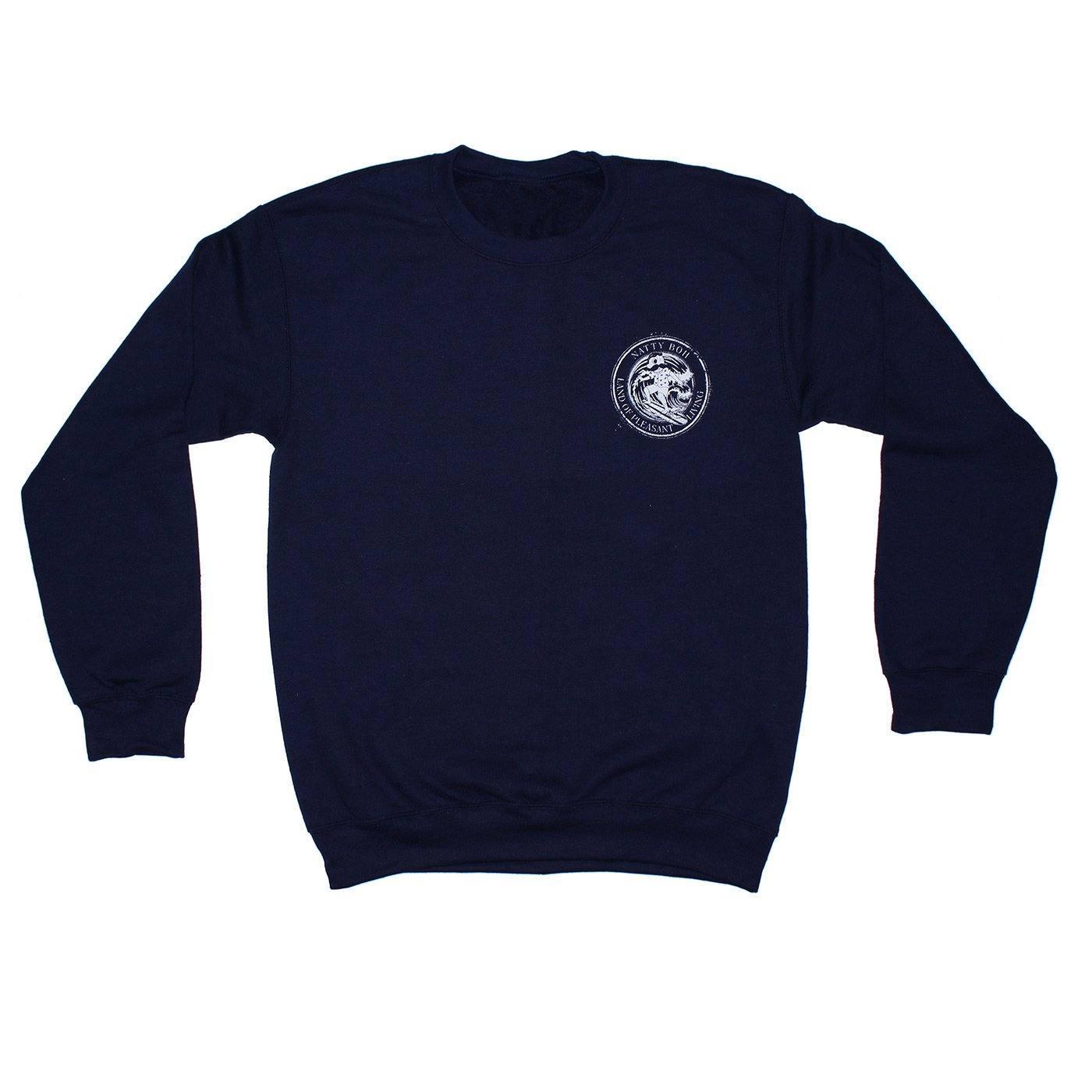 Natty Boh Surfer Dude Land of Pleasant Living (True Navy) / Crew Sweatshirt - Route One Apparel