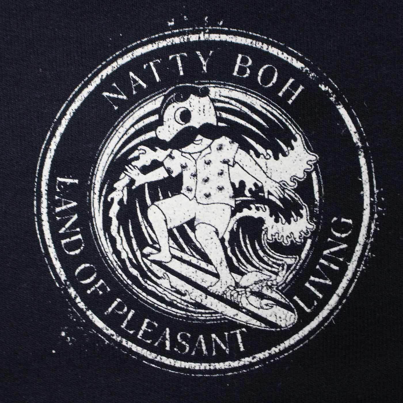 Natty Boh Surfer Dude Land of Pleasant Living (True Navy) / Crew Sweatshirt - Route One Apparel