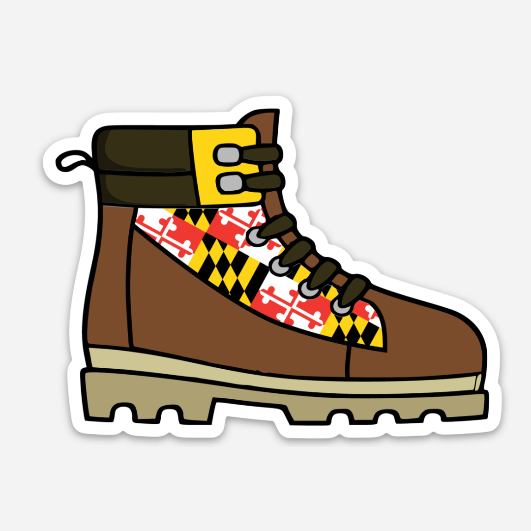 Hiking Boot w/ Maryland Flag / Sticker - Route One Apparel