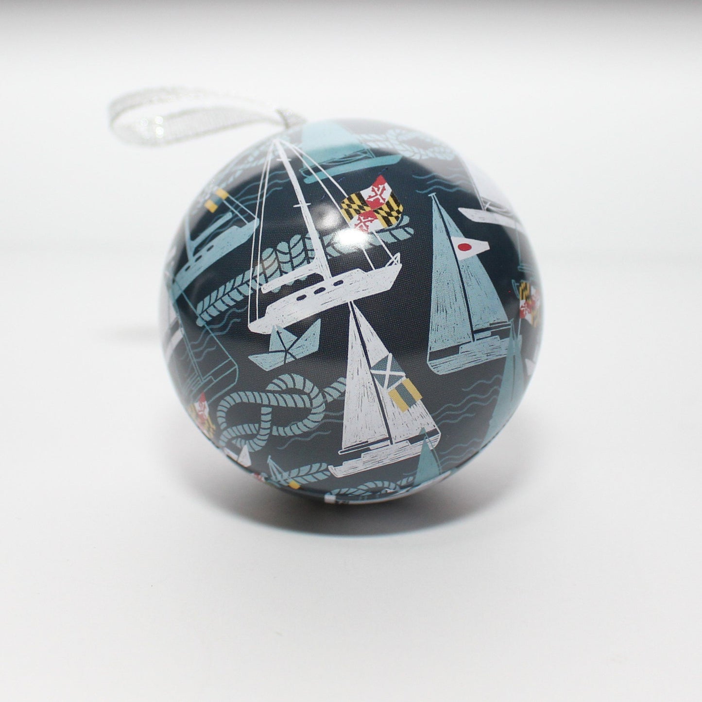 Sail Boat Seaborn Marylander  / Tin Ball Ornament - Route One Apparel