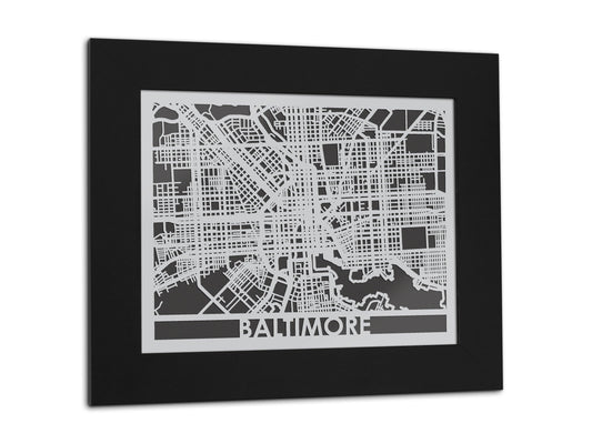 Baltimore - Stainless Steel Map - 11" x 14" by Metal Unlimited - Route One Apparel