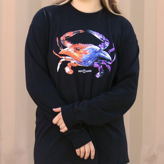 Baltimore Birds Crab (Black) / Long Sleeve Shirt - Route One Apparel