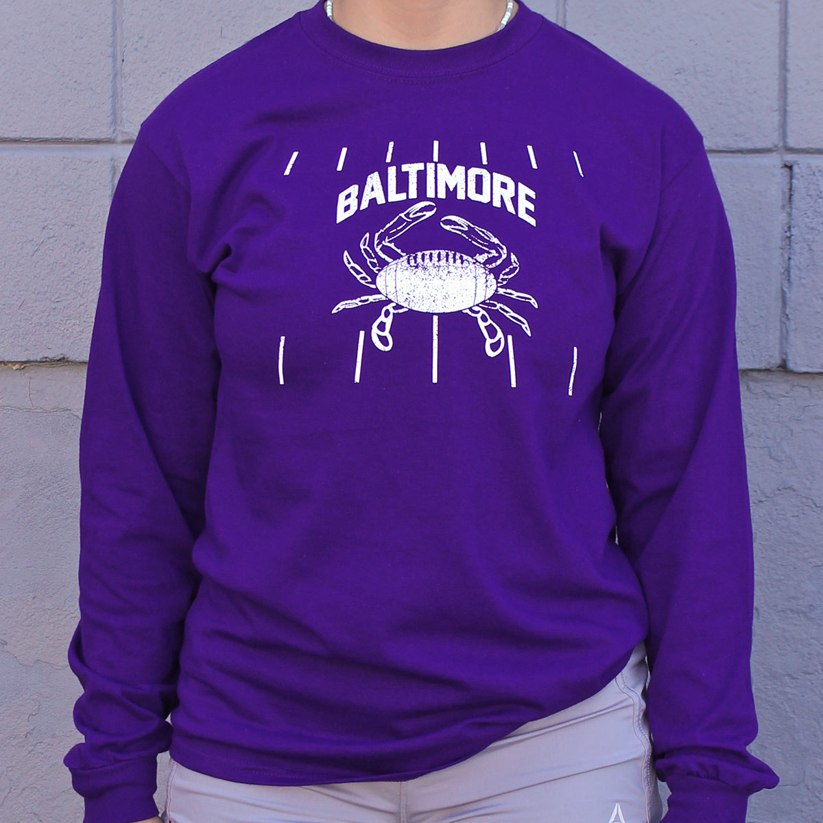 Baltimore Football Crab (Purple) / Long Sleeve Shirt - Route One Apparel