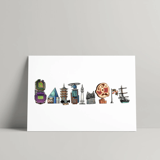 Baltimore Monuments (13"X19") / Art Print - Route One Apparel