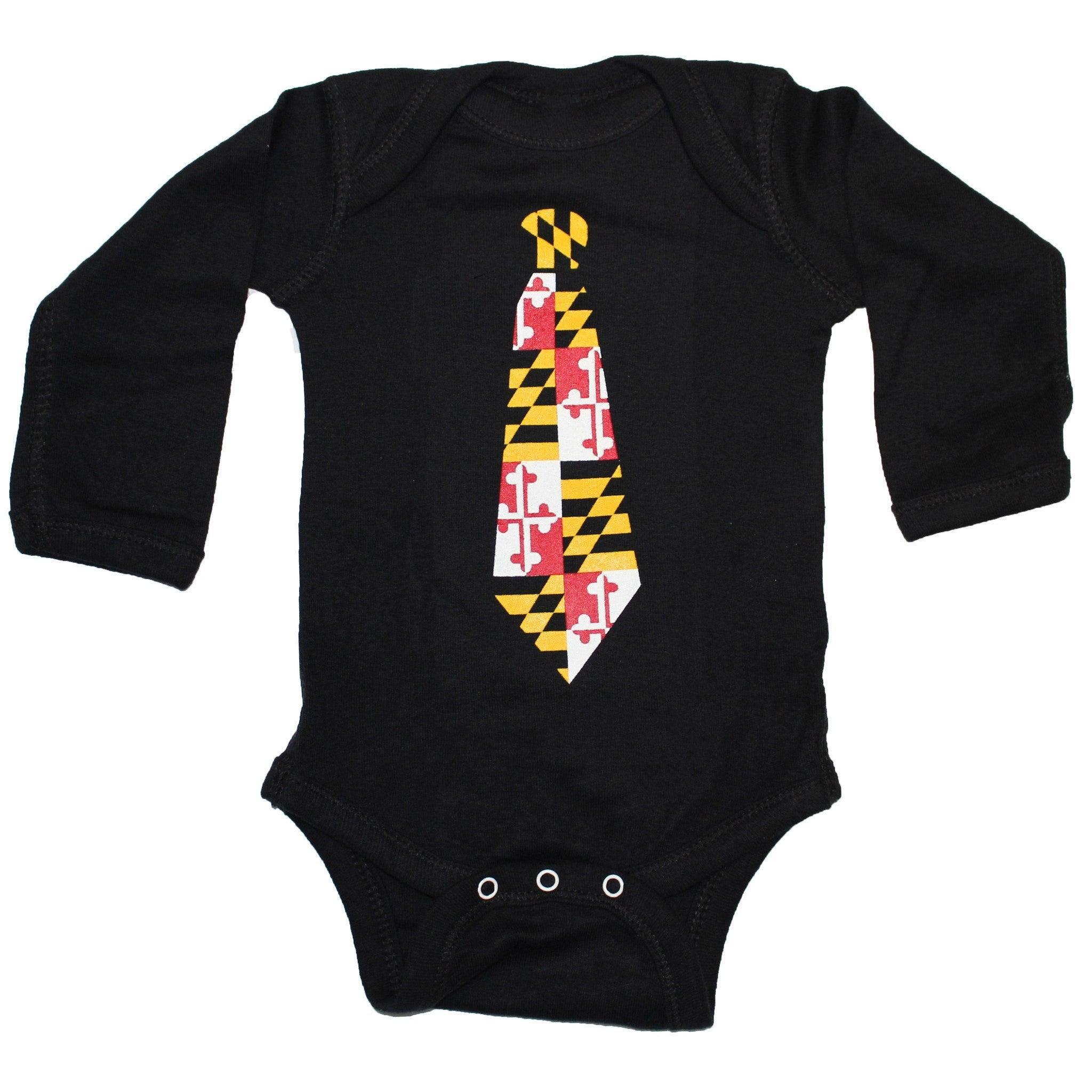 Maryland Tie Long Sleeve (Black) / Baby Onesie - Route One Apparel