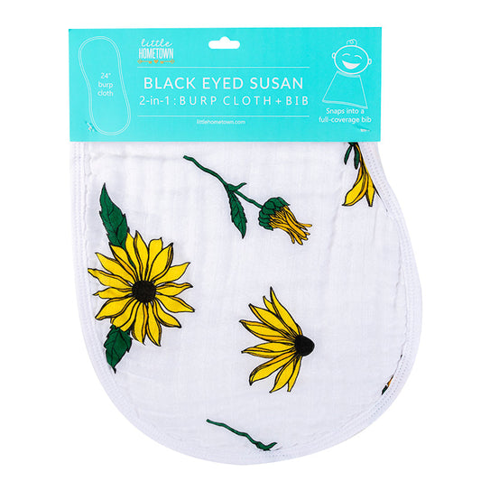 Baby Burp Cloth & Bib Combo:  Black-Eyed Susan by Little Hometown - Route One Apparel