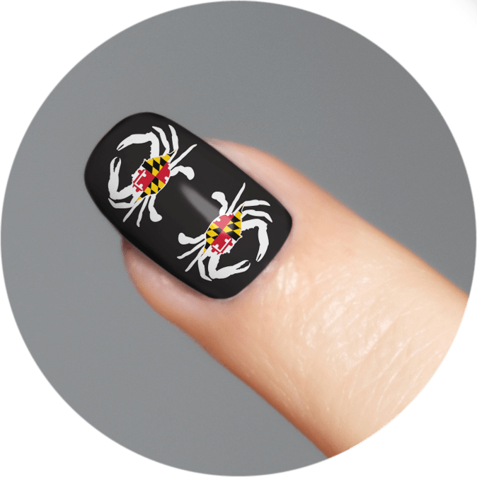 Maryland Flag Crab (Black) / Nail Tattoo (18 Set) - Route One Apparel
