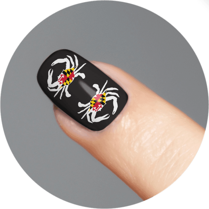Maryland Flag Crab (Black) / Nail Tattoo (18 Set) - Route One Apparel