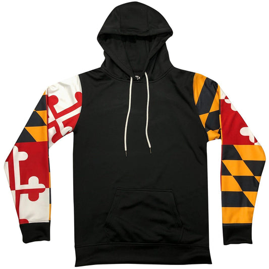 Colored Maryland Flag Sleeves (Black) / *Youth* Hoodie - Route One Apparel