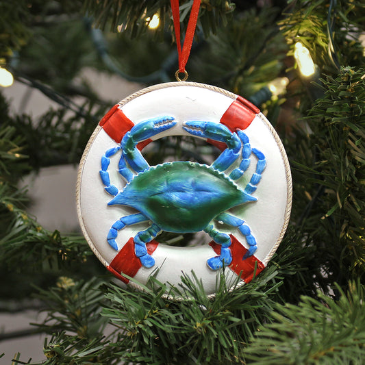 Blue Crab on Life Preserver / Ornament - Route One Apparel