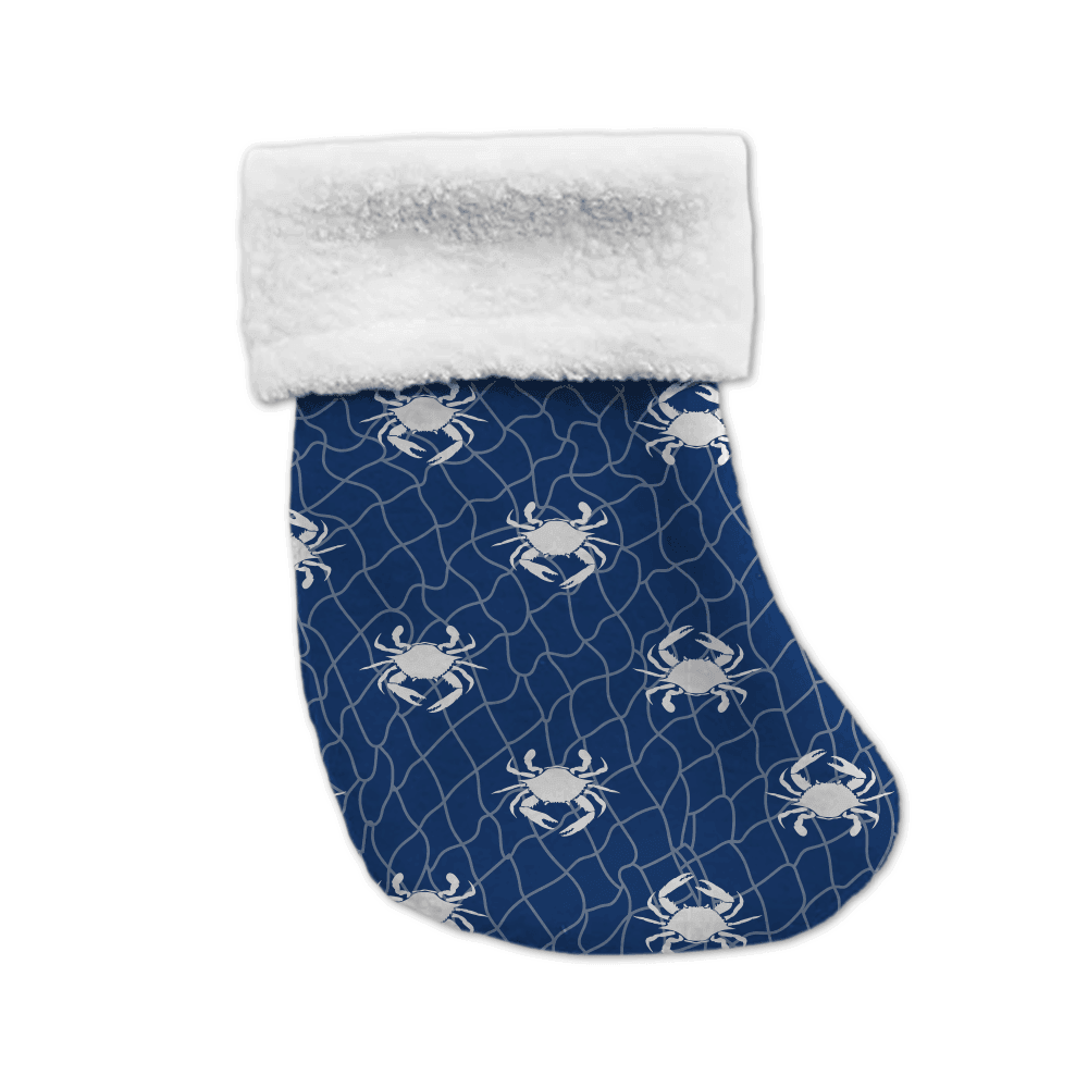 Crab with Net (Blue) / Mini Christmas Stocking - Route One Apparel
