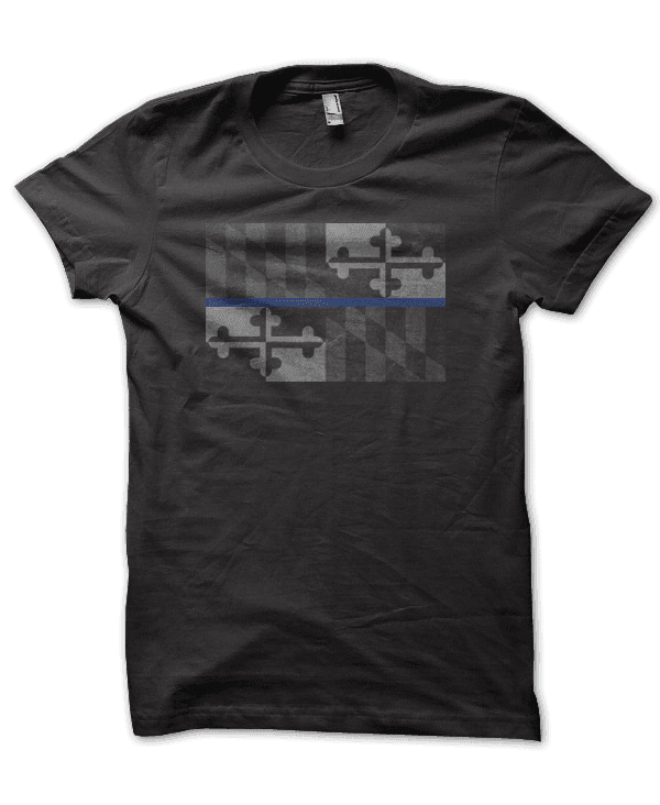 Maryland Flag Blue Line (Black) / Shirt - Route One Apparel