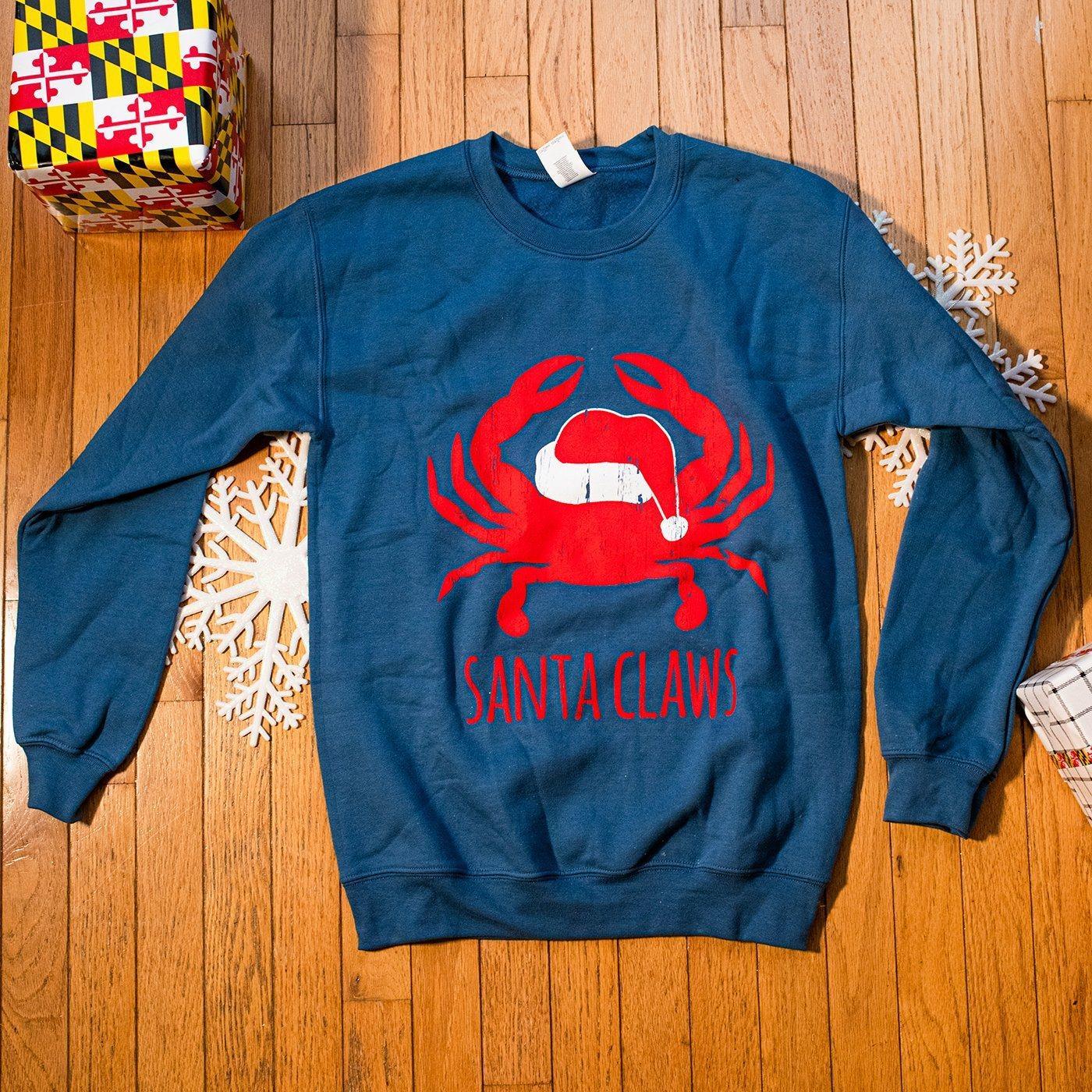 Santa Claws V2.0 (Indigo) / Crew Sweatshirt - Route One Apparel