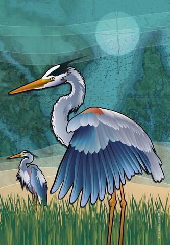 Coastal Blue Heron / House Flag - Route One Apparel