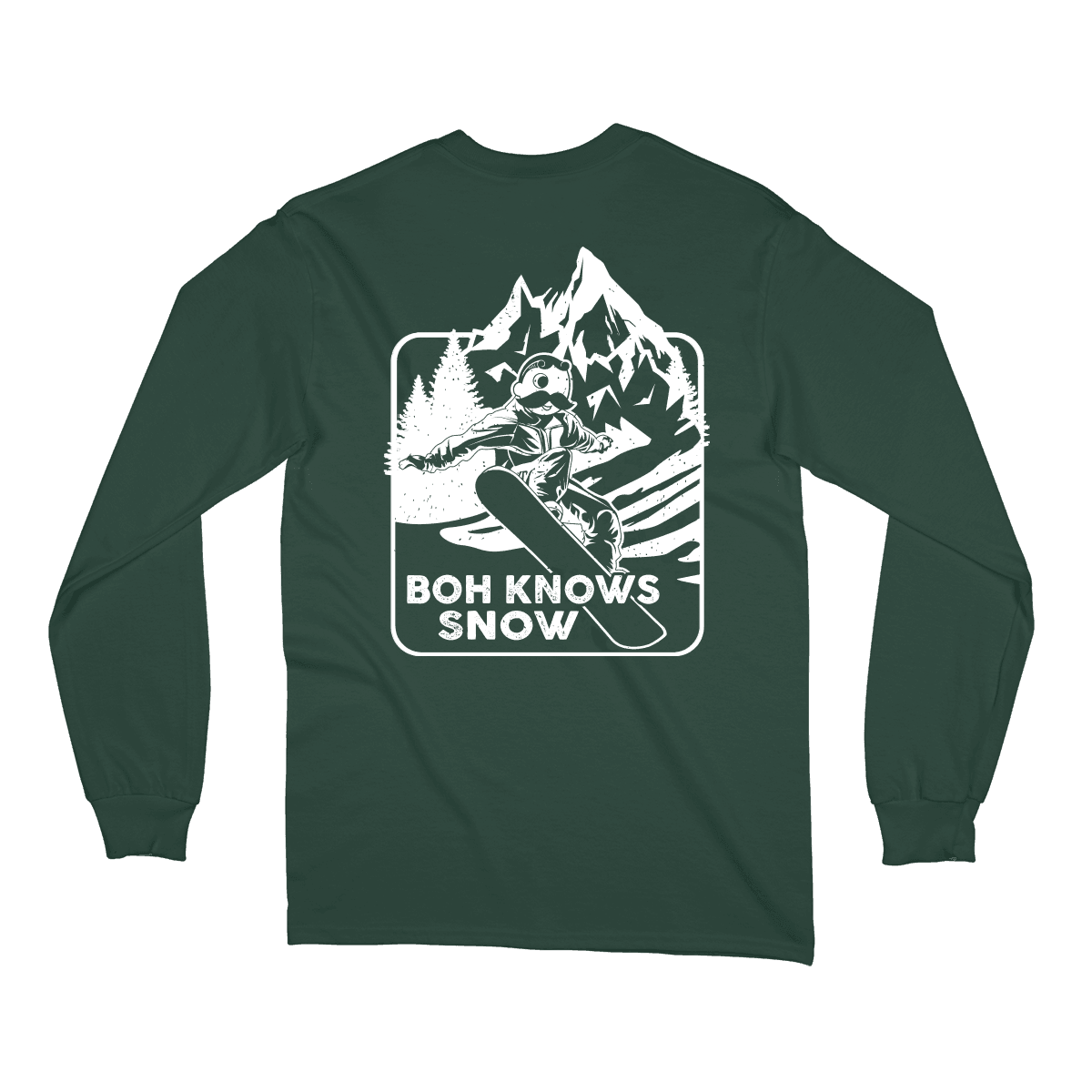 Boh Knows Snow (Green) / Long Sleeve Shirt - Route One Apparel