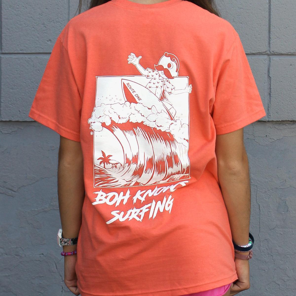 Boh Knows Surfing (Bright Salmon) / Shirt - Route One Apparel