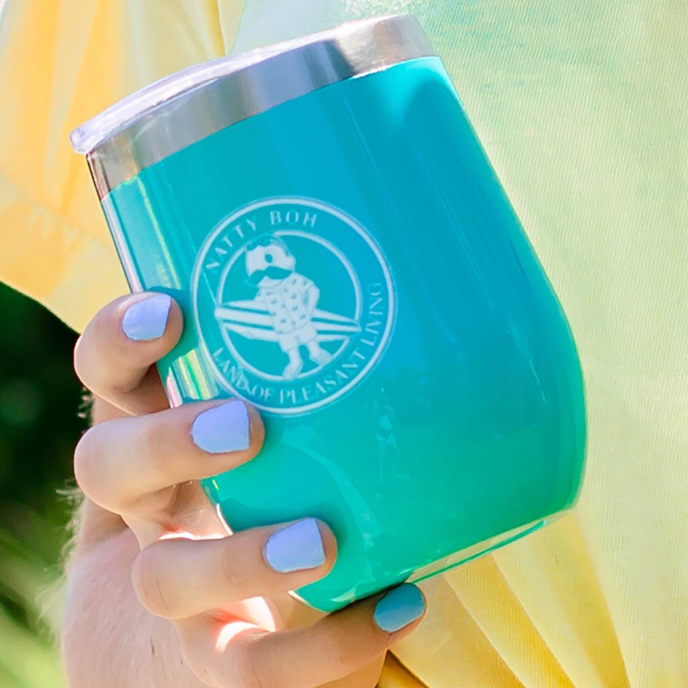 Natty Boh Land of Pleasant Living Surf (Mint) / Small Wine Tumbler - Route One Apparel