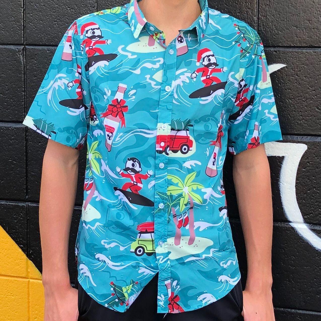 Hoppy Holidays from Natty Boh / Hawaiian Shirt - Route One Apparel