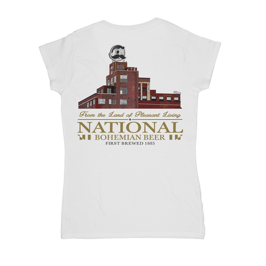 Brewer's Hill - National Bohemian Beer (White) / Ladies V-Neck Shirt - Route One Apparel