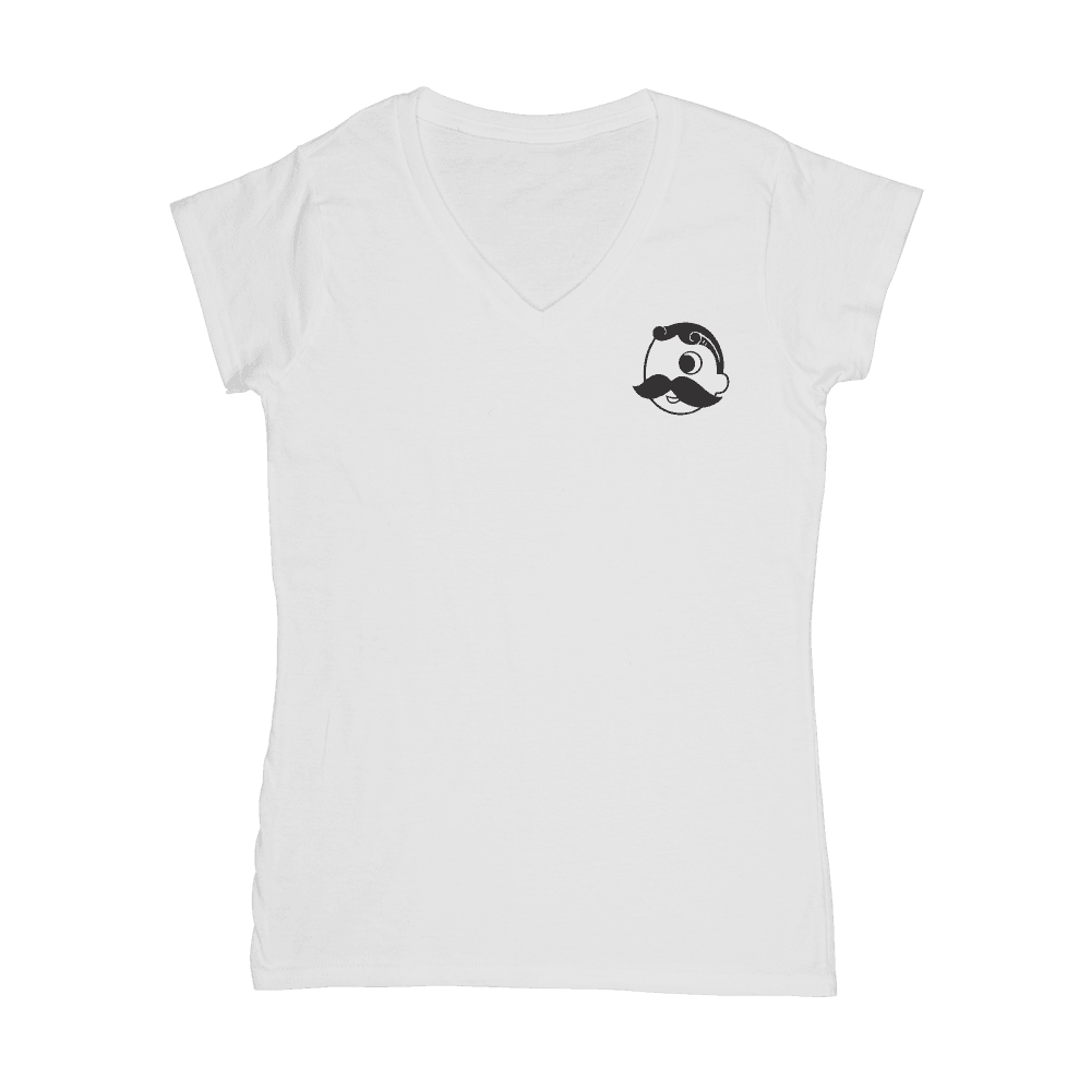 Brewer's Hill - National Bohemian Beer (White) / Ladies V-Neck Shirt - Route One Apparel
