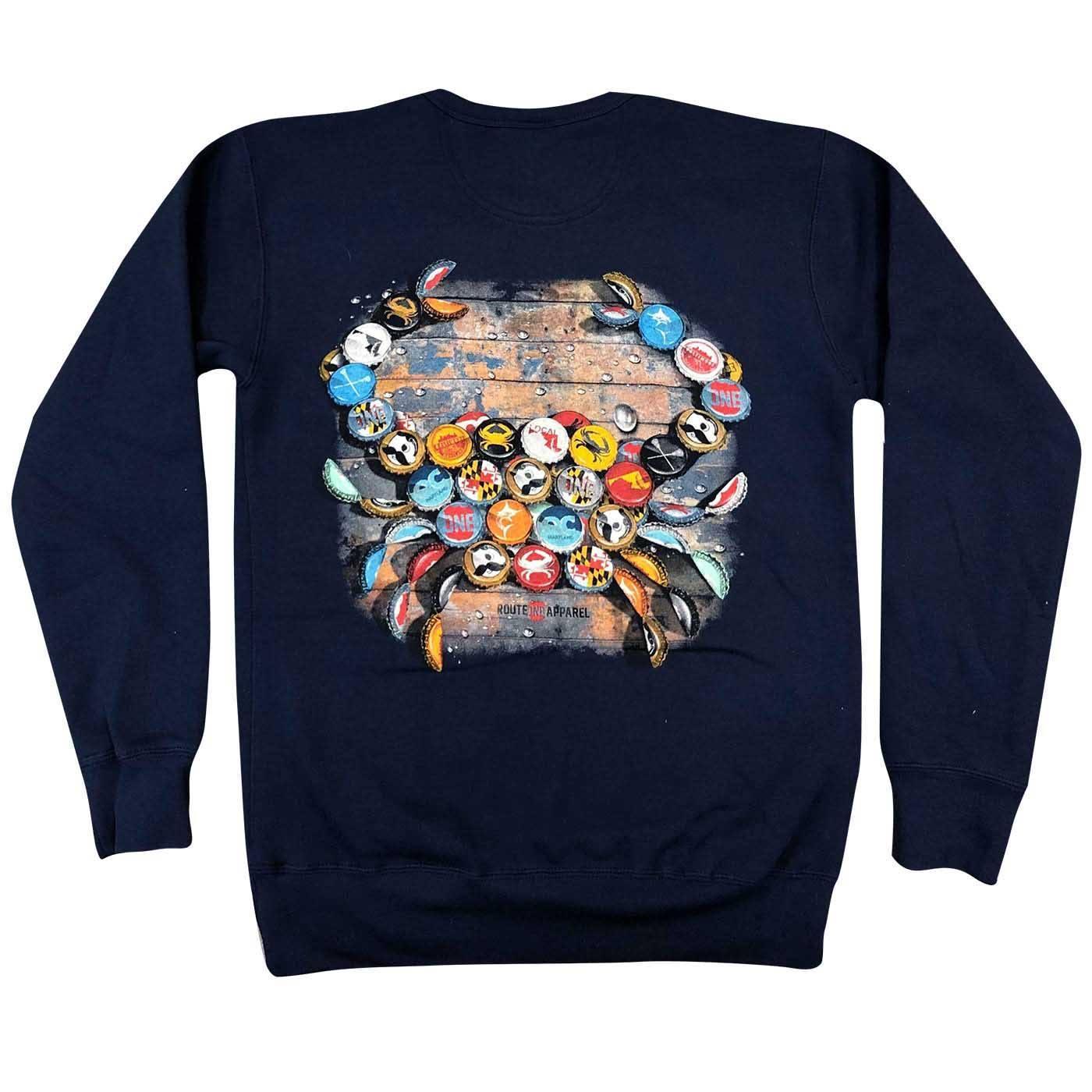 Natty Boh Bottle Cap (Navy) / Crew Sweatshirt - Route One Apparel