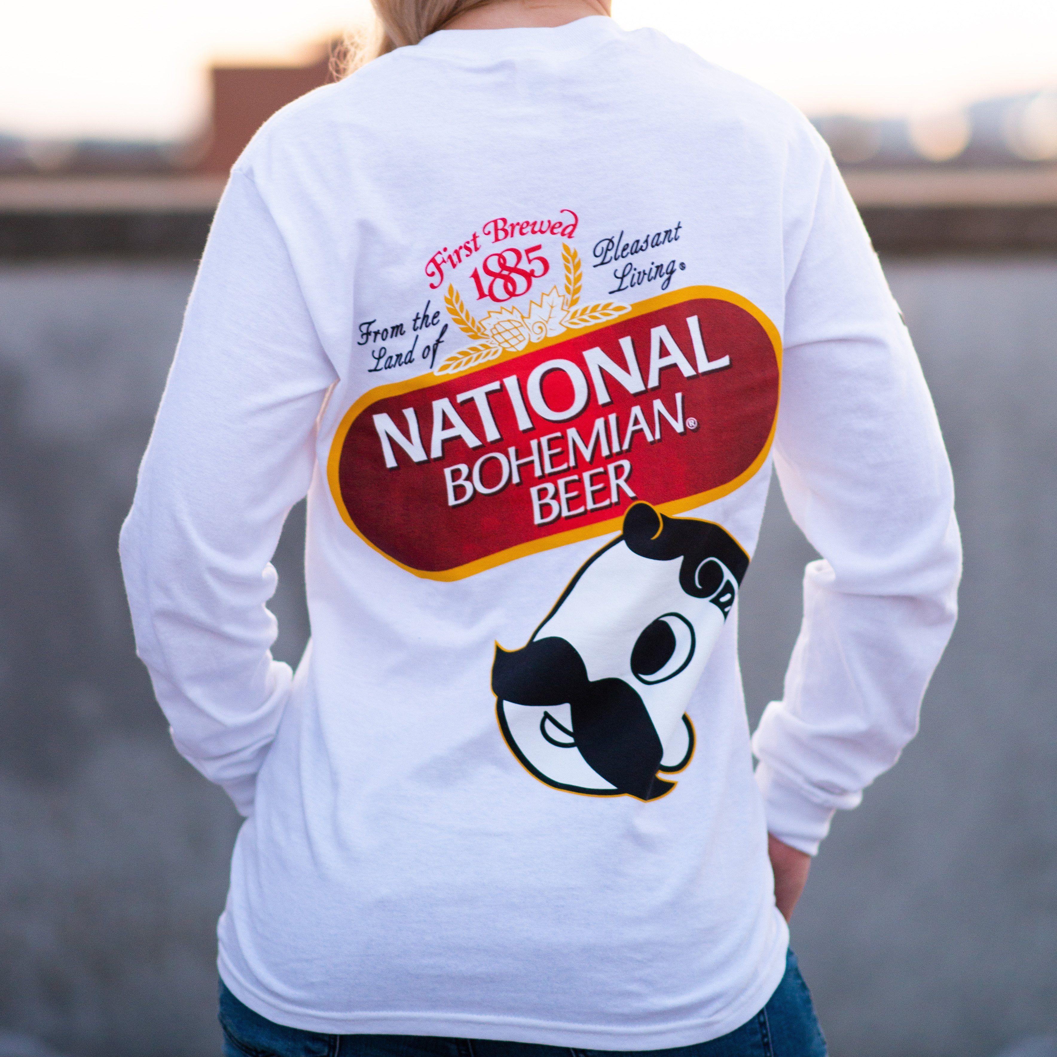 National Bohemian Beer Signature Classic (White) / Long Sleeve Shirt - Route One Apparel