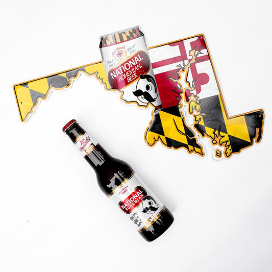 Natty Boh Can & Maryland Flag State / Aluminum Sign - Route One Apparel