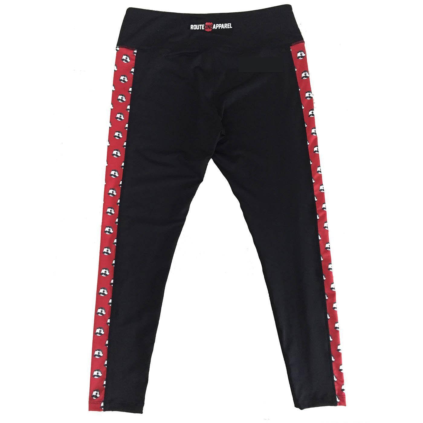 Natty Boh Logo Red Sides (Black) / Yoga Leggings - Route One Apparel