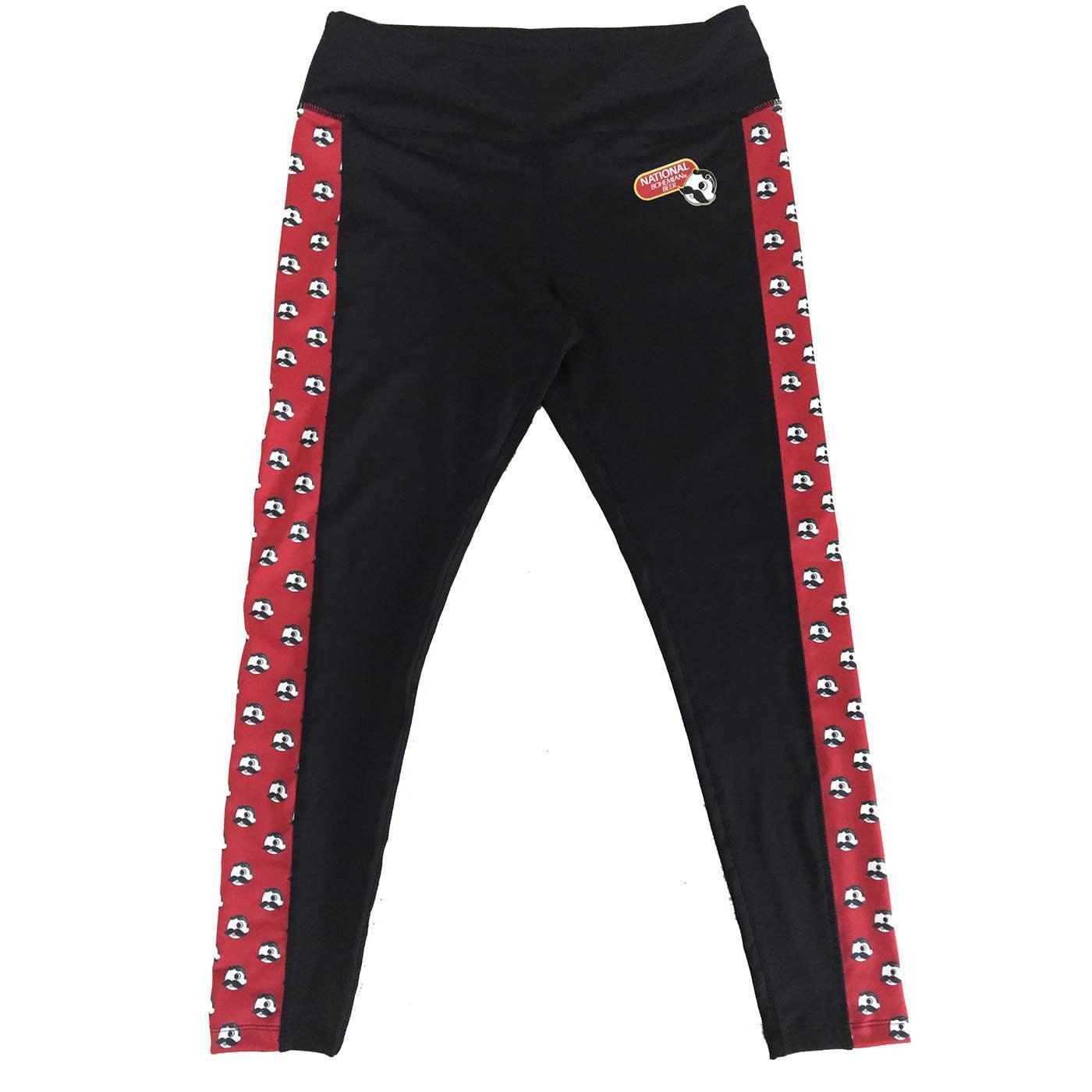 Natty Boh Logo Red Sides (Black) / Yoga Leggings - Route One Apparel