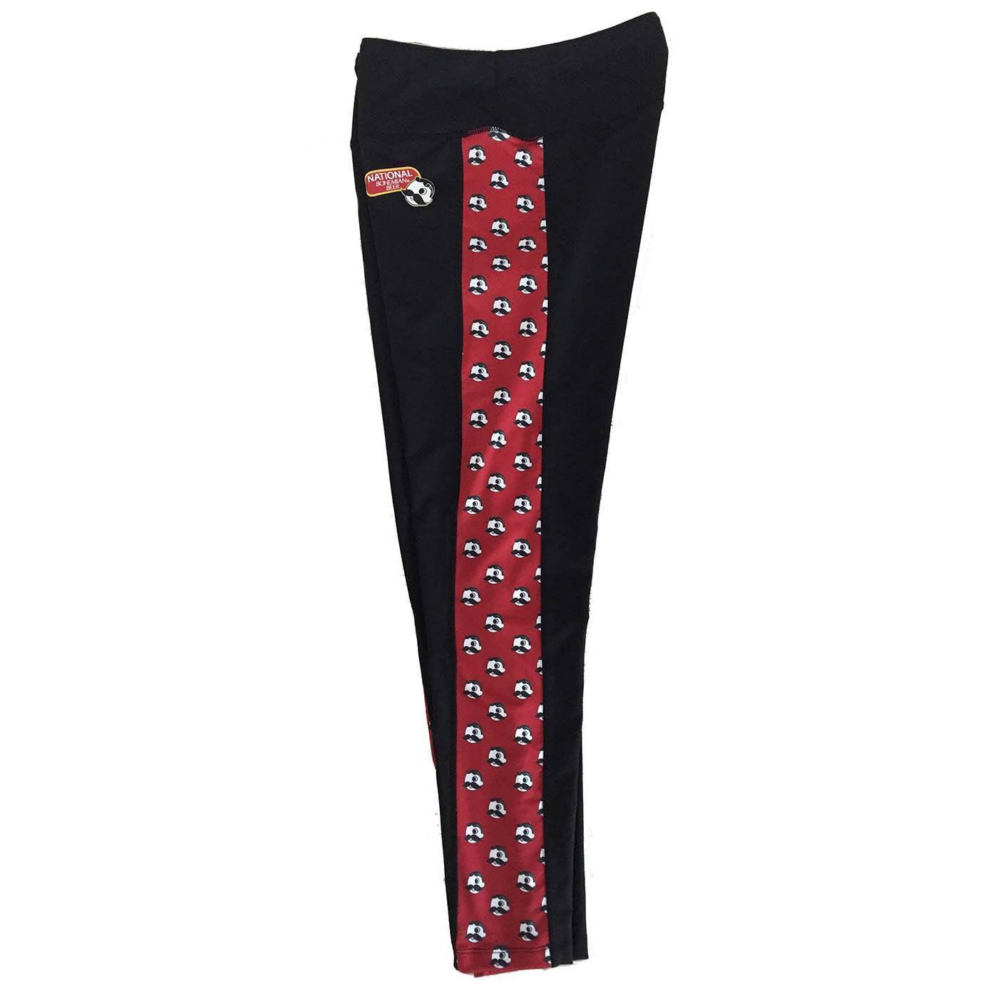 Natty Boh Logo Red Sides (Black) / Yoga Leggings - Route One Apparel