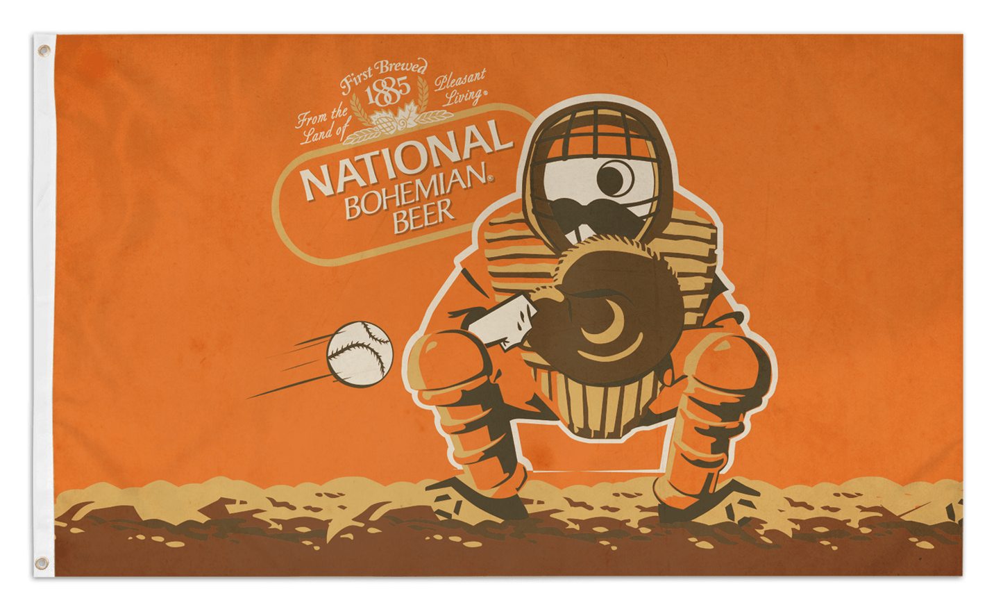 Natty Boh Baseball Catcher (Orange) / Flag - Route One Apparel