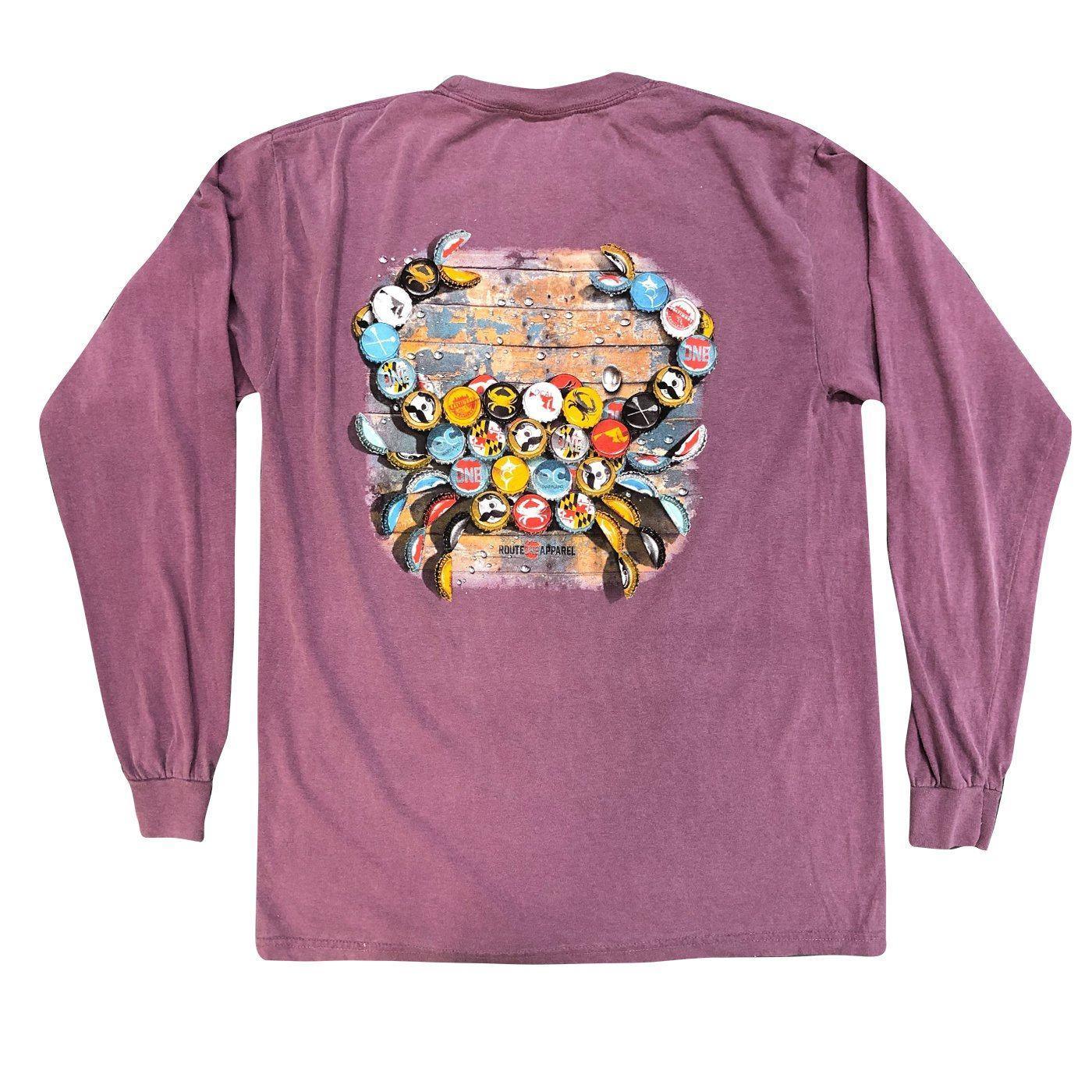 Natty Boh Bottle Cap (Berry) / Long Sleeve Shirt - Route One Apparel