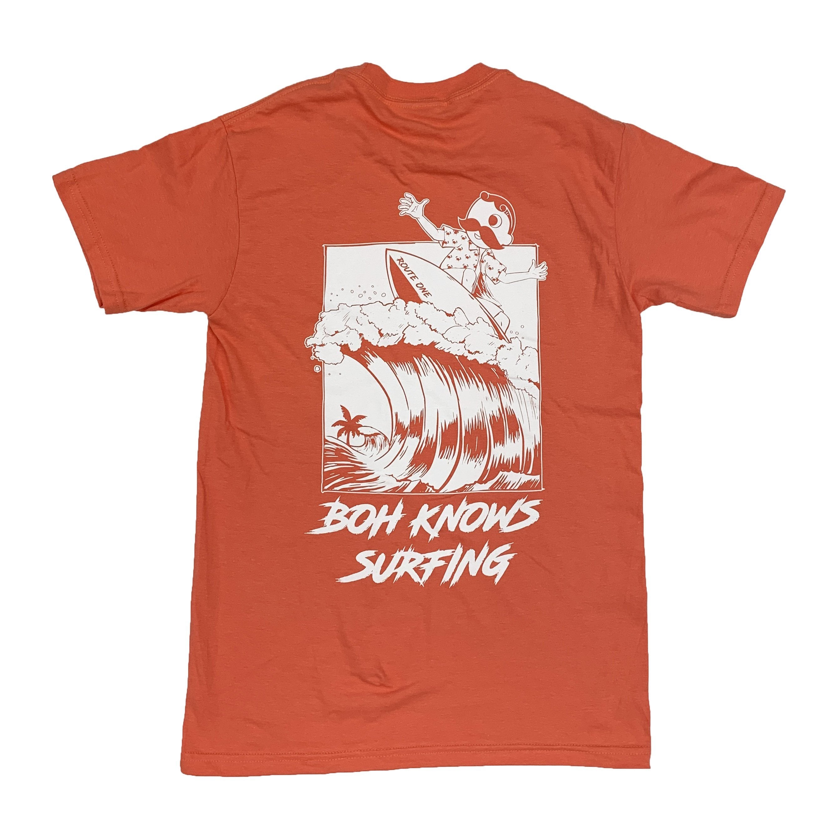 Boh Knows Surfing (Bright Salmon) / Shirt - Route One Apparel
