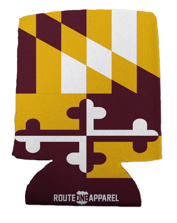 Burgundy & Gold Maryland Flag / Can Cooler - Route One Apparel