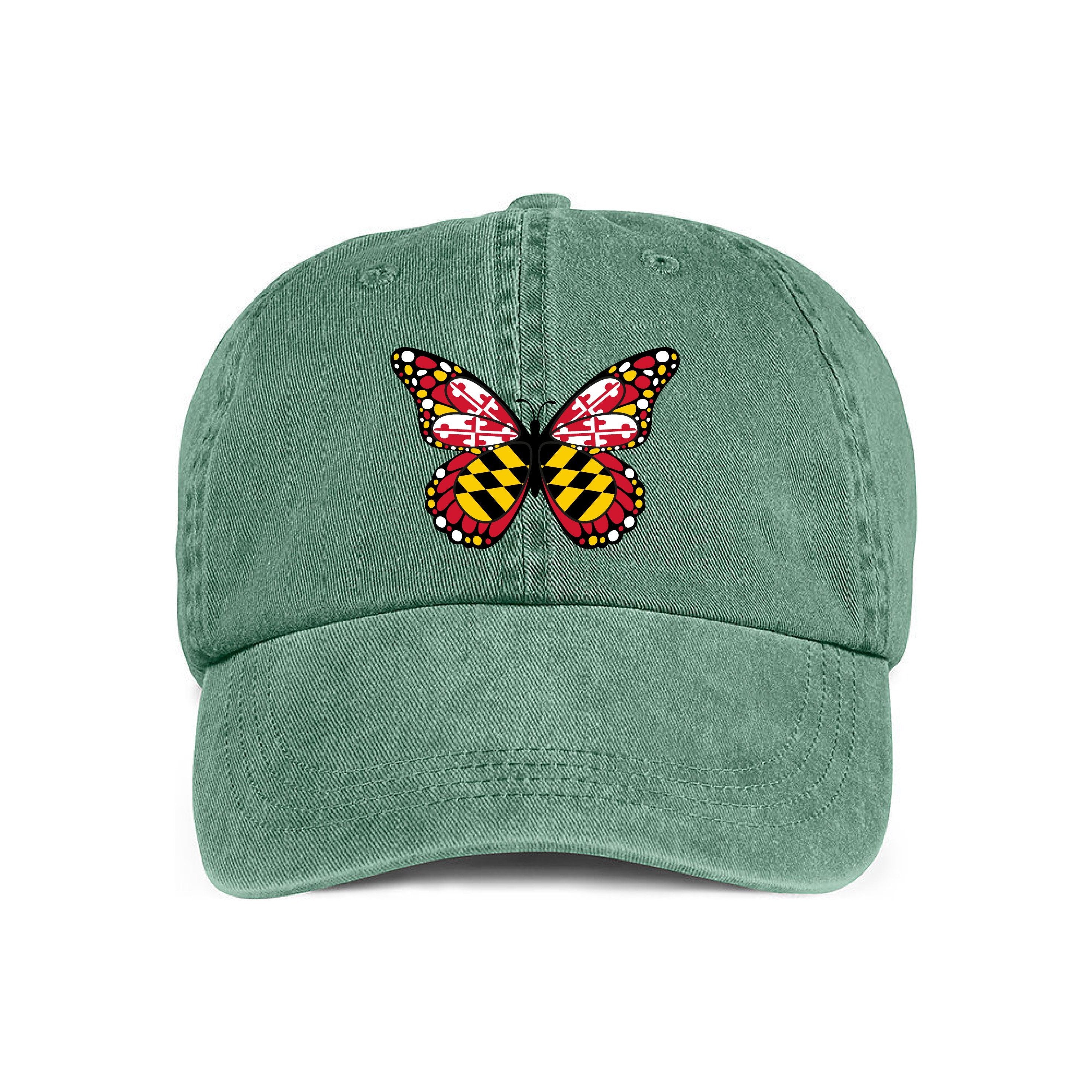 Maryland Flag Butterfly (Green) / Baseball Hat - Route One Apparel