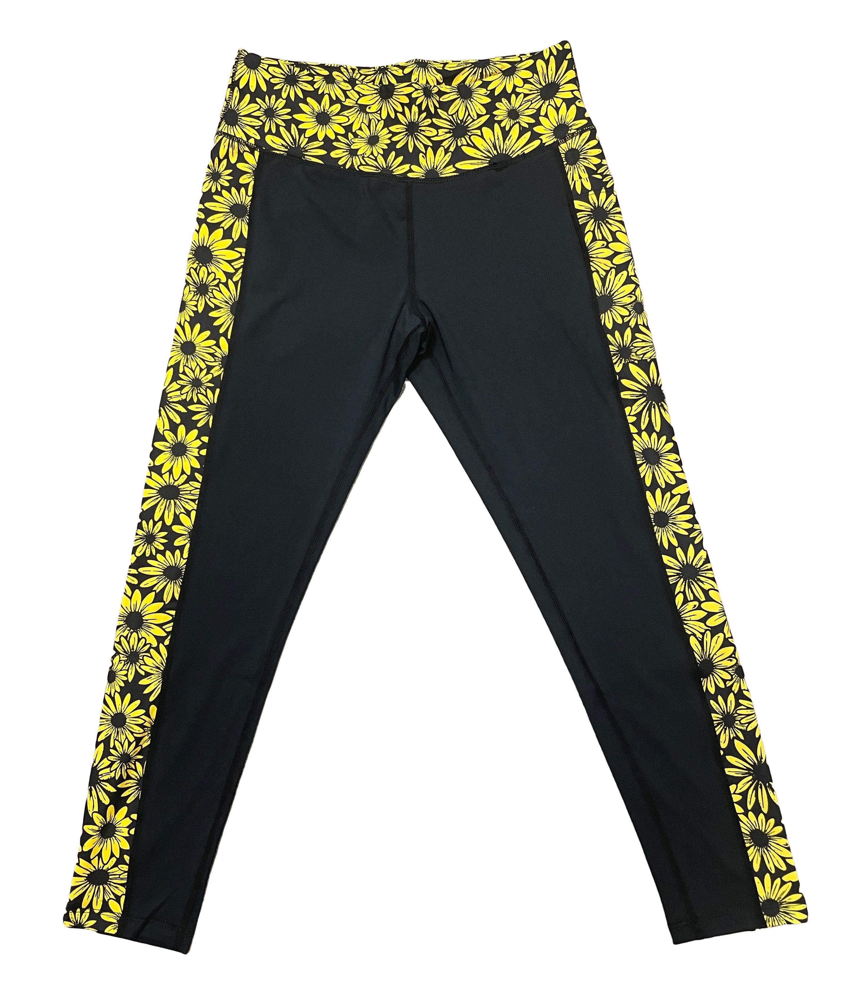 Black Eyed Susan Side Pattern / Yoga Leggings - Route One Apparel