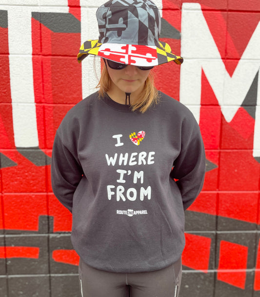 I Love Where I'm From (Black) / Crew Sweatshirt - Route One Apparel